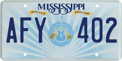 MS license plate AFY402