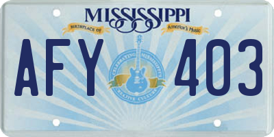 MS license plate AFY403