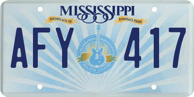 MS license plate AFY417