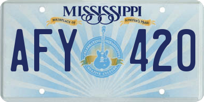 MS license plate AFY420