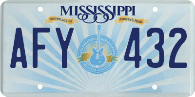 MS license plate AFY432
