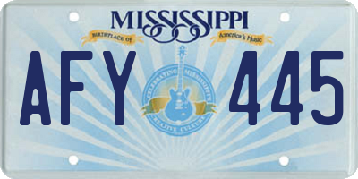 MS license plate AFY445
