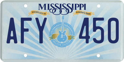 MS license plate AFY450