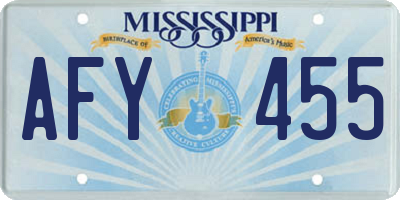MS license plate AFY455