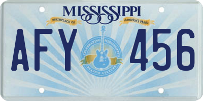 MS license plate AFY456