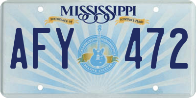MS license plate AFY472