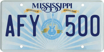 MS license plate AFY500