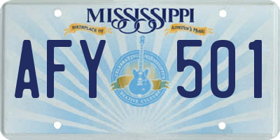 MS license plate AFY501