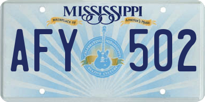 MS license plate AFY502