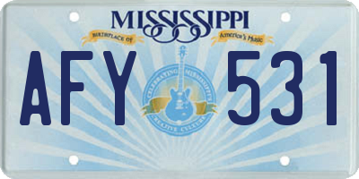 MS license plate AFY531