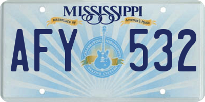 MS license plate AFY532