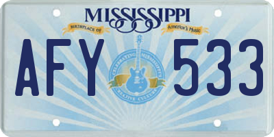 MS license plate AFY533