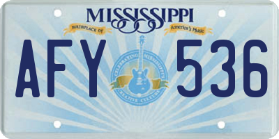 MS license plate AFY536