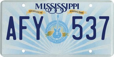 MS license plate AFY537
