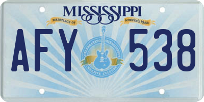 MS license plate AFY538