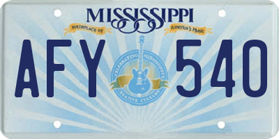 MS license plate AFY540