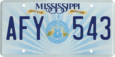 MS license plate AFY543