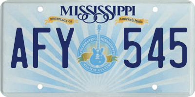 MS license plate AFY545