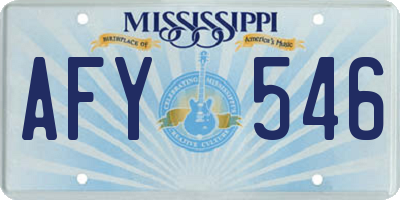 MS license plate AFY546