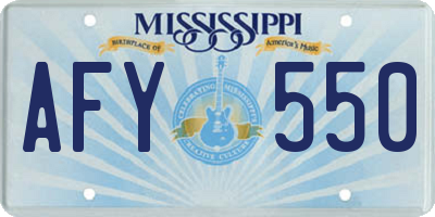 MS license plate AFY550