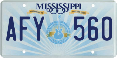 MS license plate AFY560