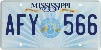 MS license plate AFY566