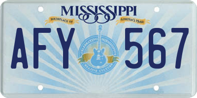 MS license plate AFY567