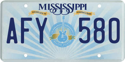 MS license plate AFY580