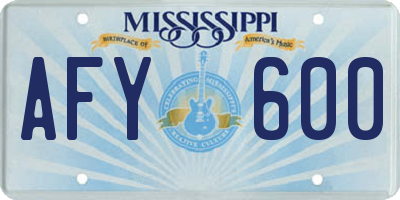 MS license plate AFY600