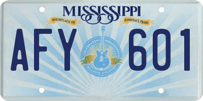 MS license plate AFY601