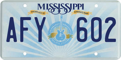 MS license plate AFY602