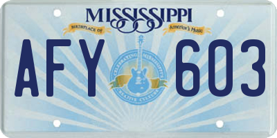 MS license plate AFY603