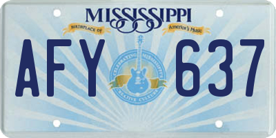 MS license plate AFY637