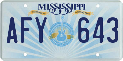 MS license plate AFY643