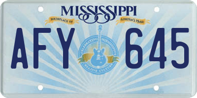MS license plate AFY645