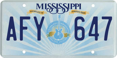 MS license plate AFY647