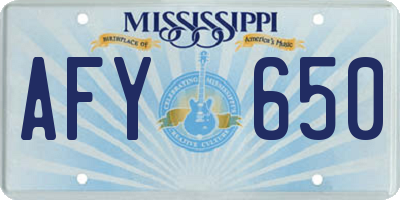 MS license plate AFY650