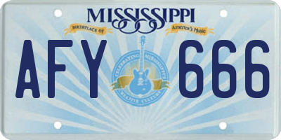MS license plate AFY666