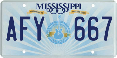 MS license plate AFY667