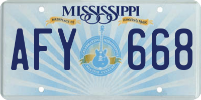 MS license plate AFY668