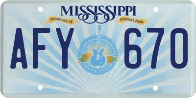 MS license plate AFY670