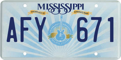 MS license plate AFY671