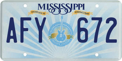 MS license plate AFY672