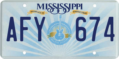 MS license plate AFY674