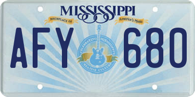 MS license plate AFY680