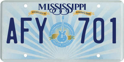 MS license plate AFY701