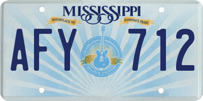 MS license plate AFY712
