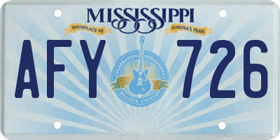 MS license plate AFY726