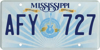 MS license plate AFY727
