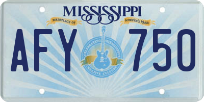 MS license plate AFY750
